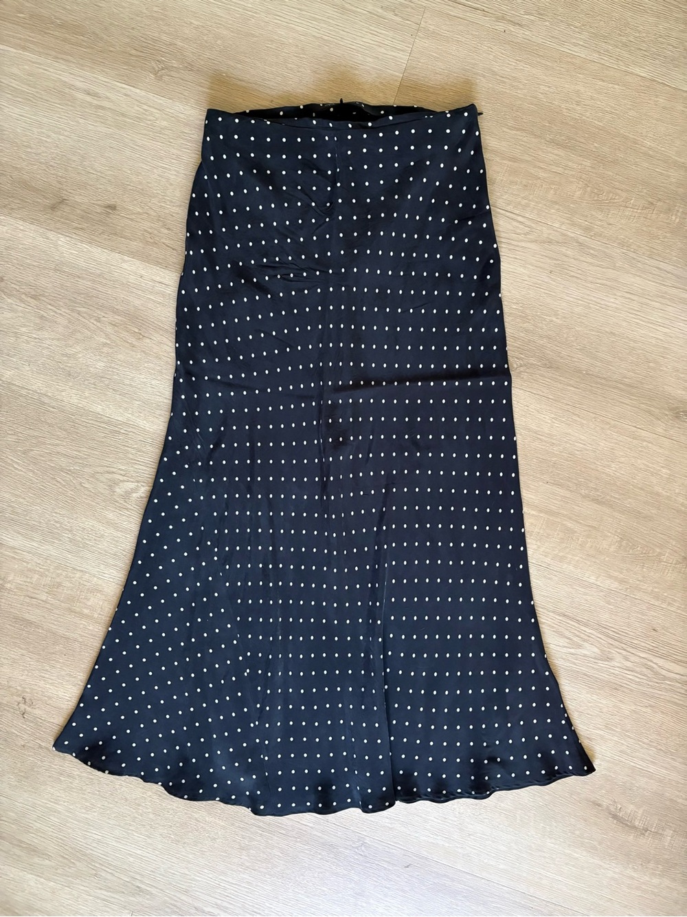 Zara Black Maxi Skirt with White Polka Dots - Picture 2 of 6
